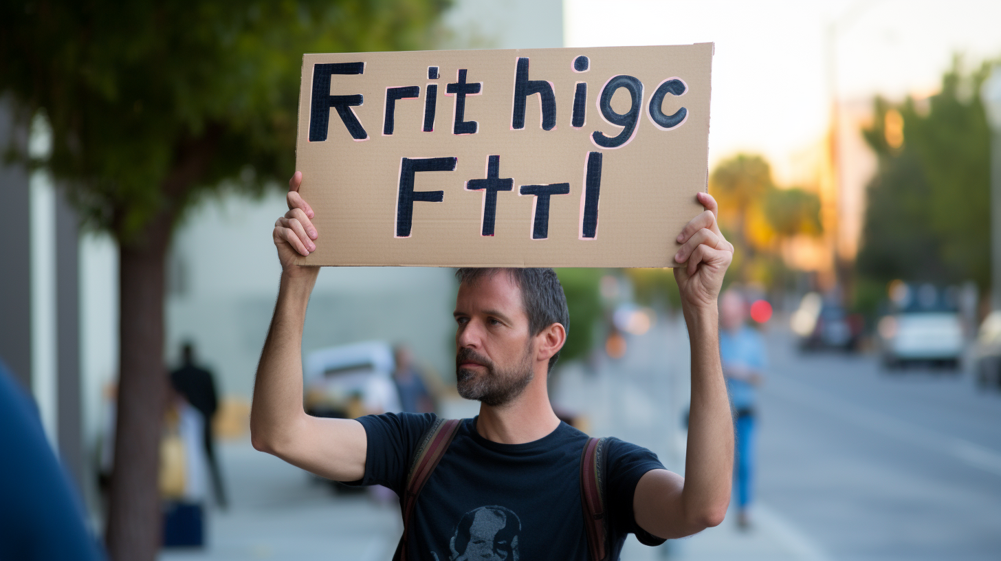 An image of a person holding a sign that says 
