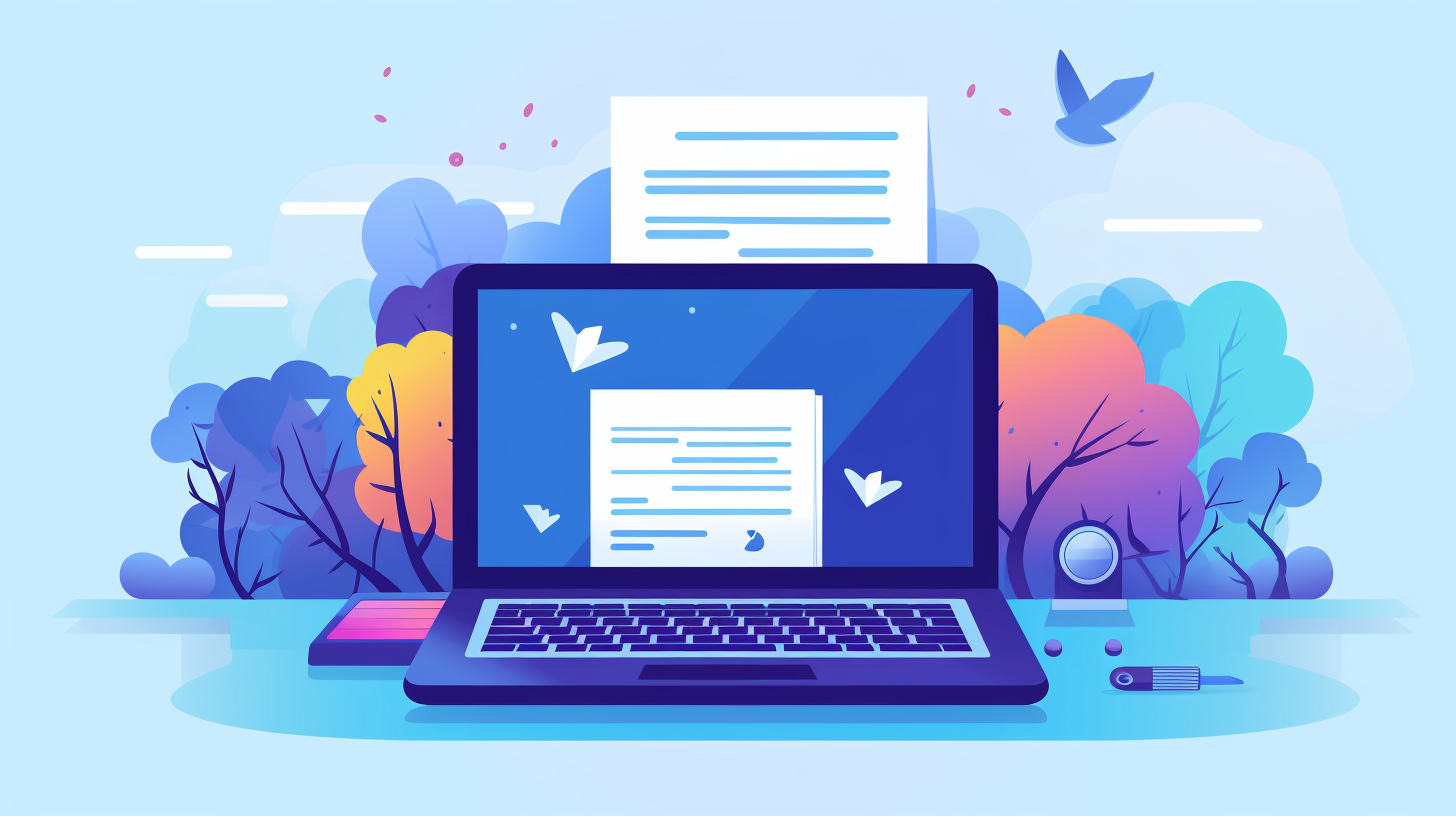 Illustration of a computer generating an article
