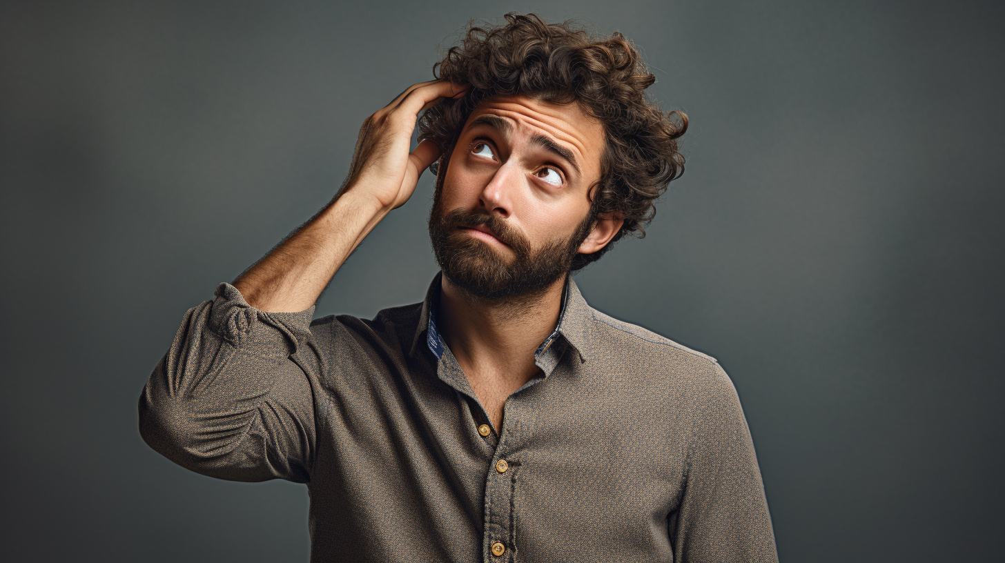 Person scratching their head or looking confused