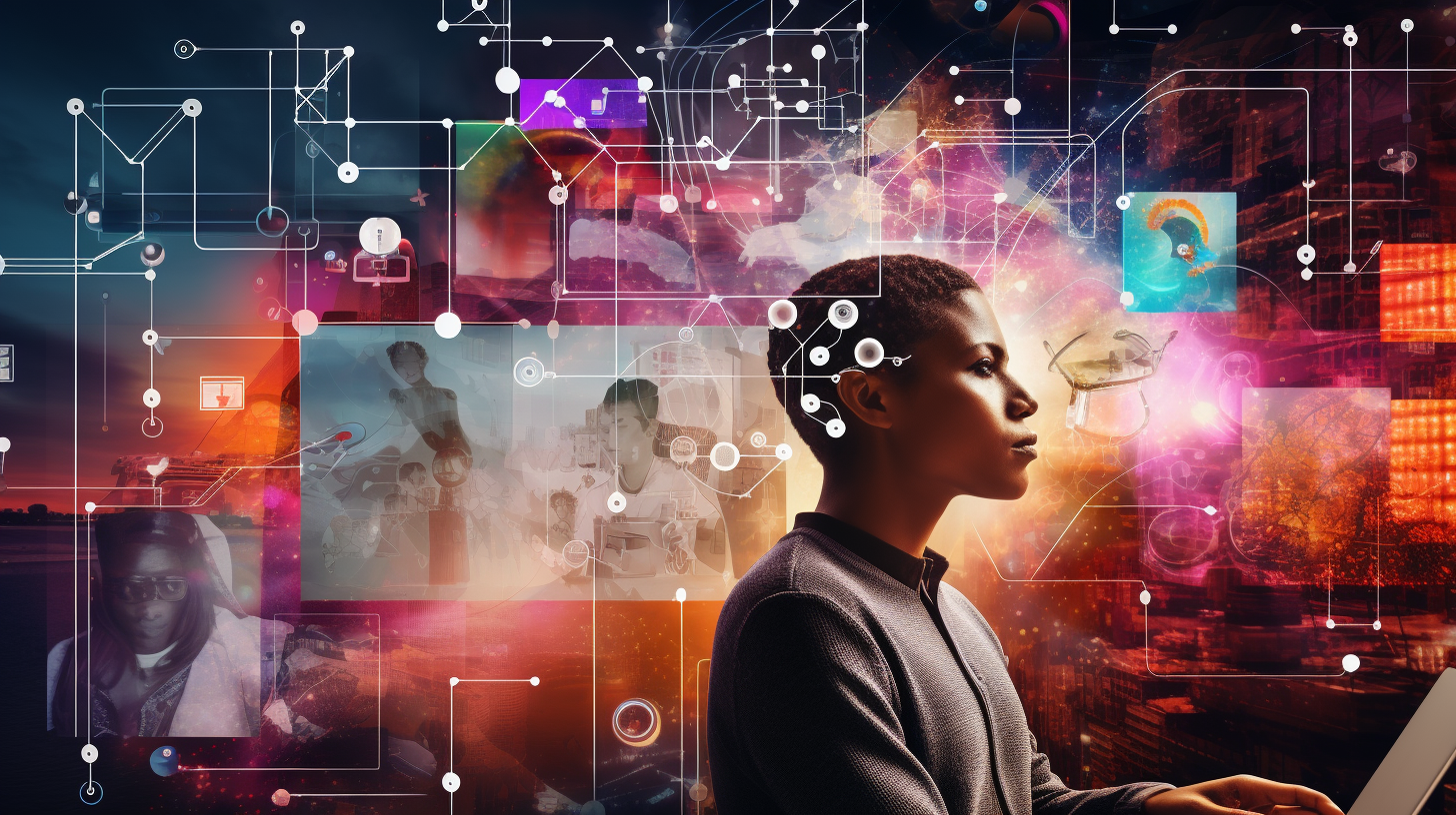 Collage of different AI-powered content creation tools