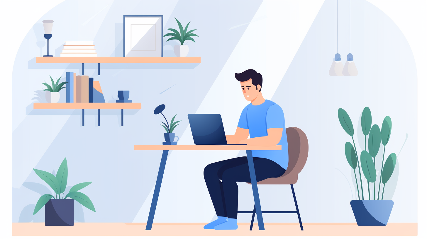 A person working comfortably from their home office