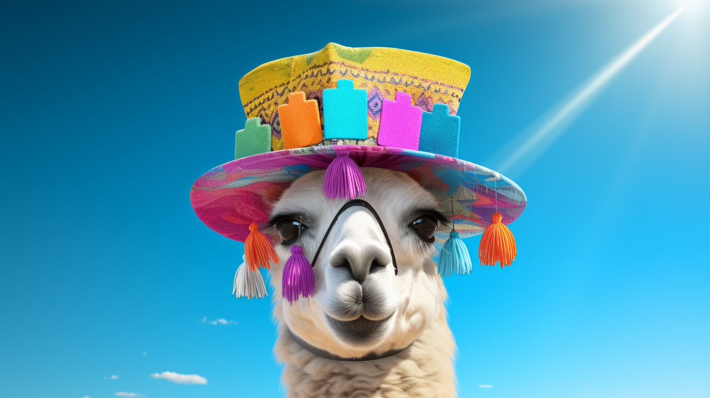 An image of a llama wearing a hat with the user's name on it