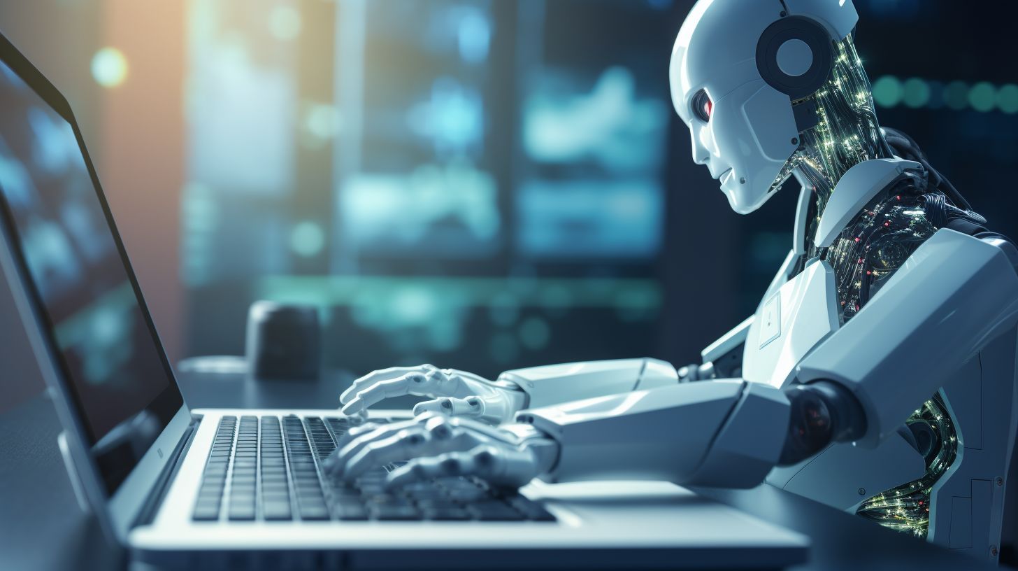 Robot typing on a keyboard