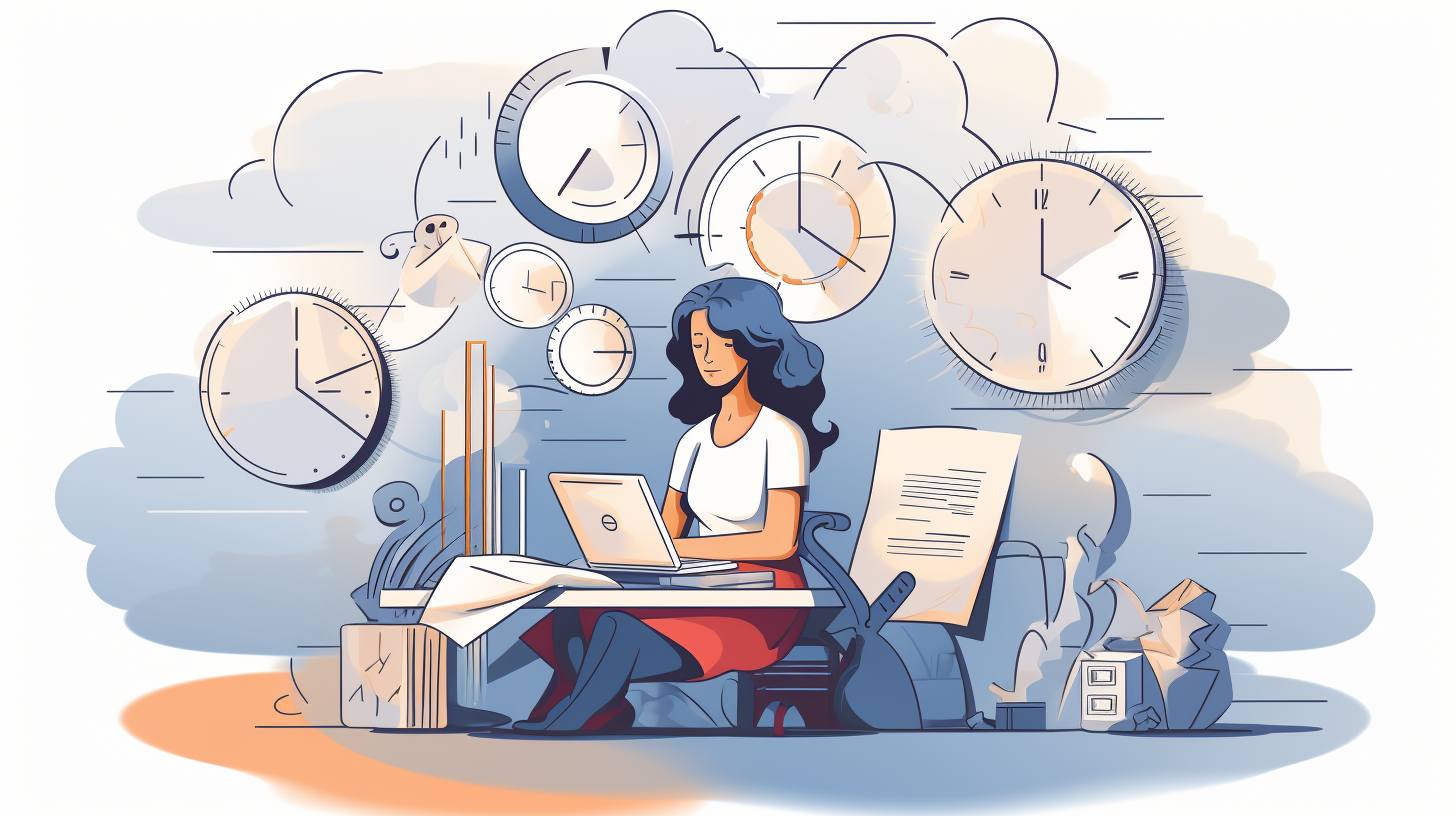 Illustration of a person working on multiple tasks simultaneously