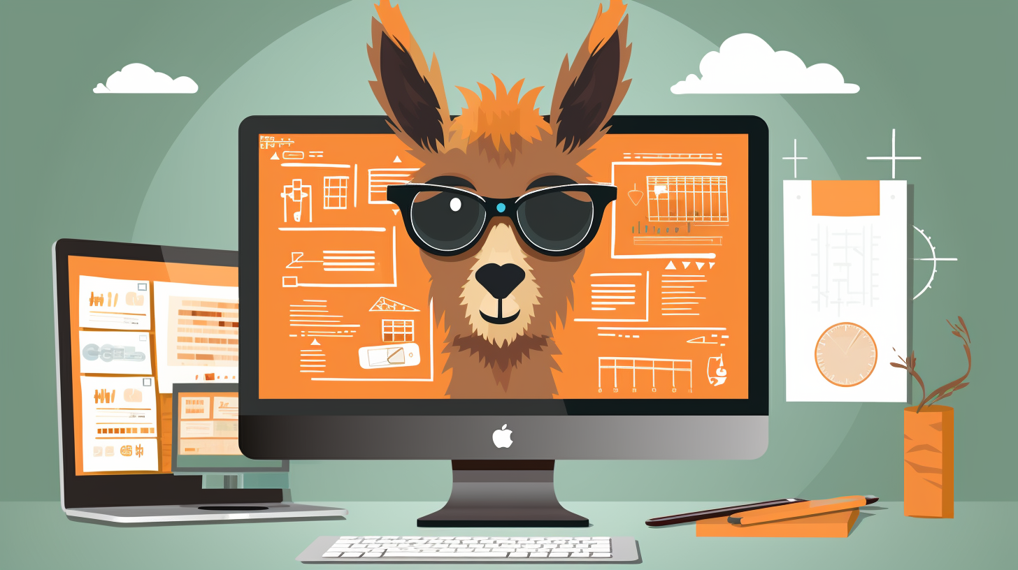 An image of a computer screen with a llama-themed content generation tool open