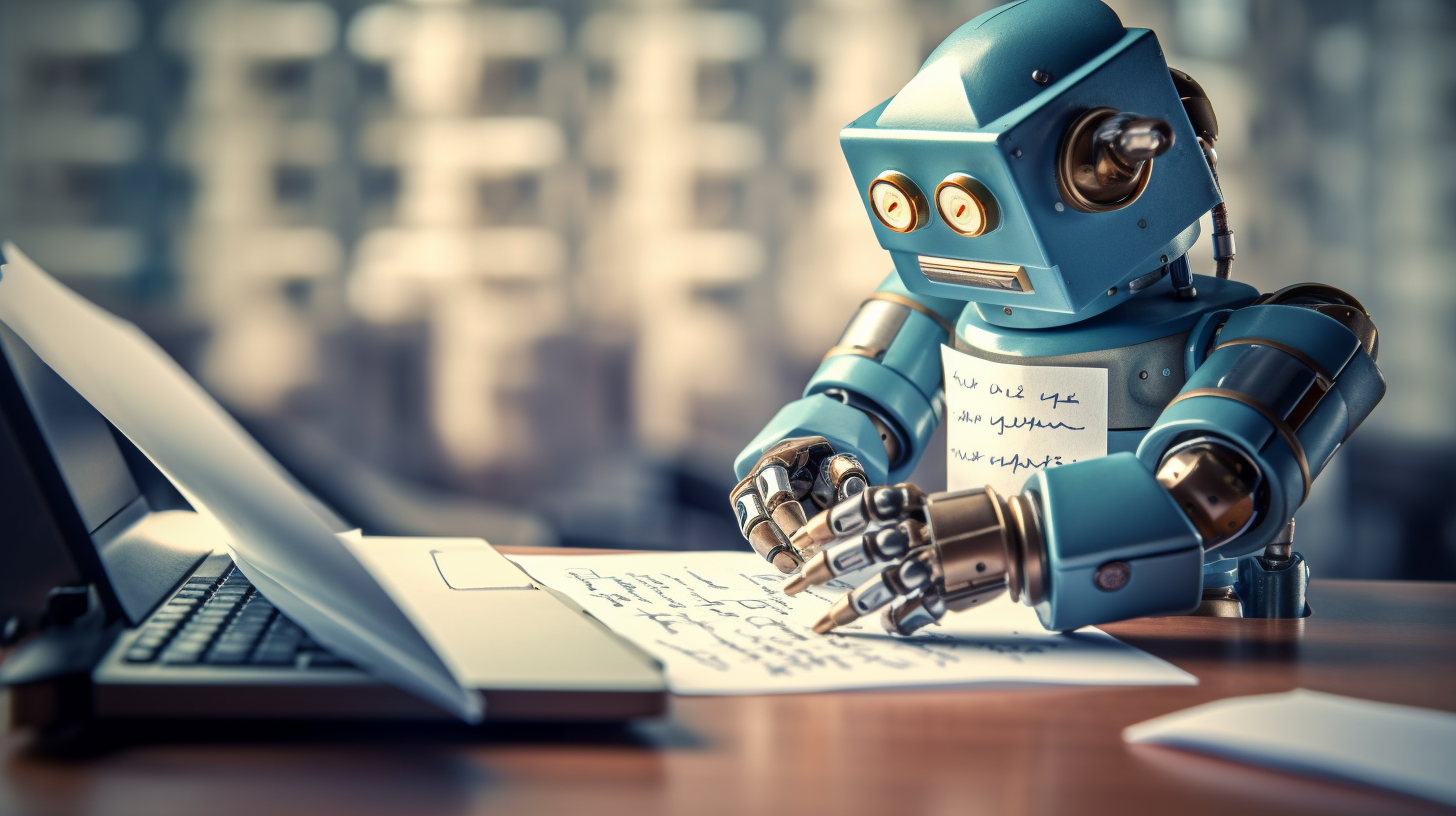 Robot writing on a piece of paper