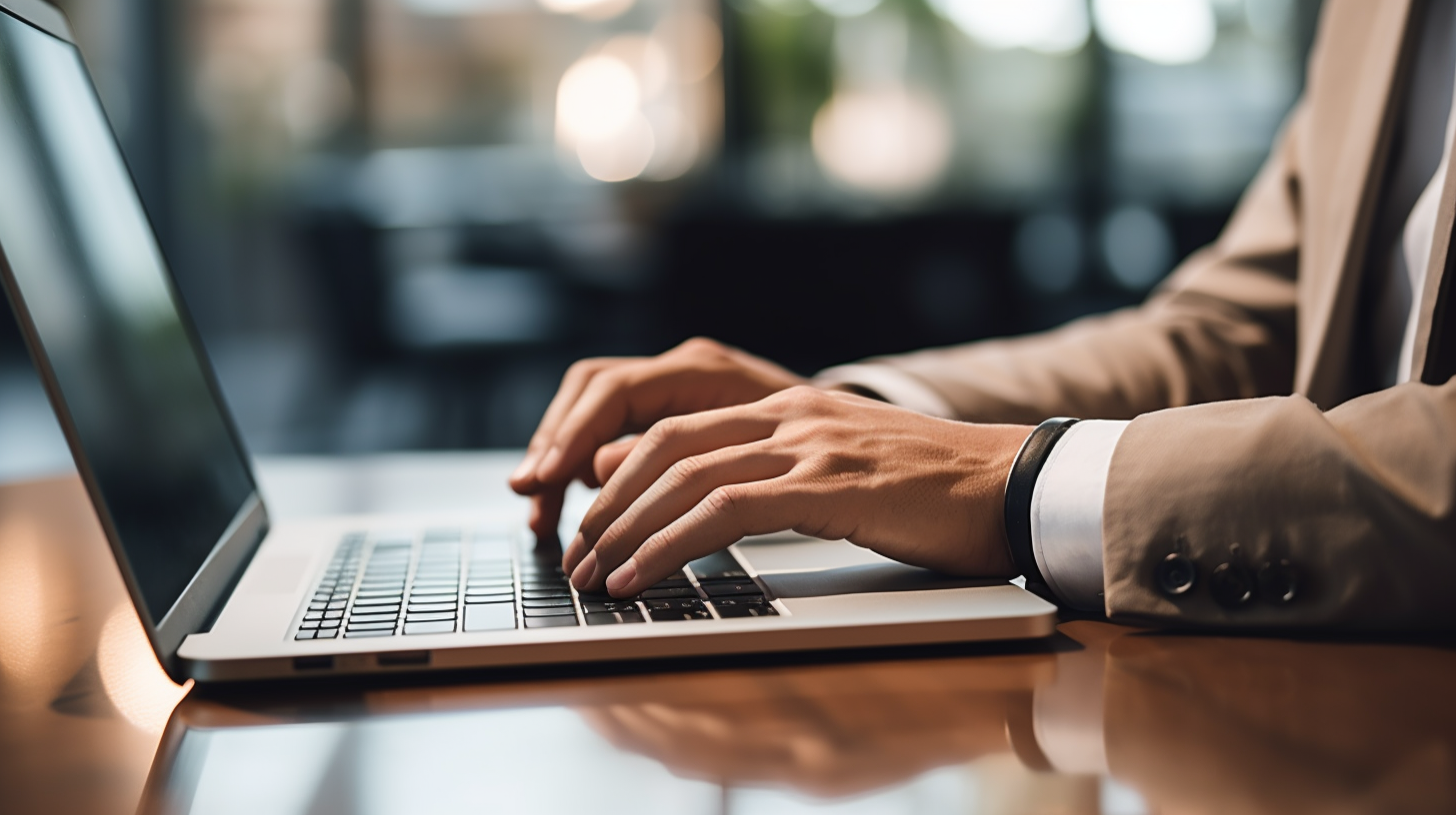 A stock photo of a person typing on a laptop
