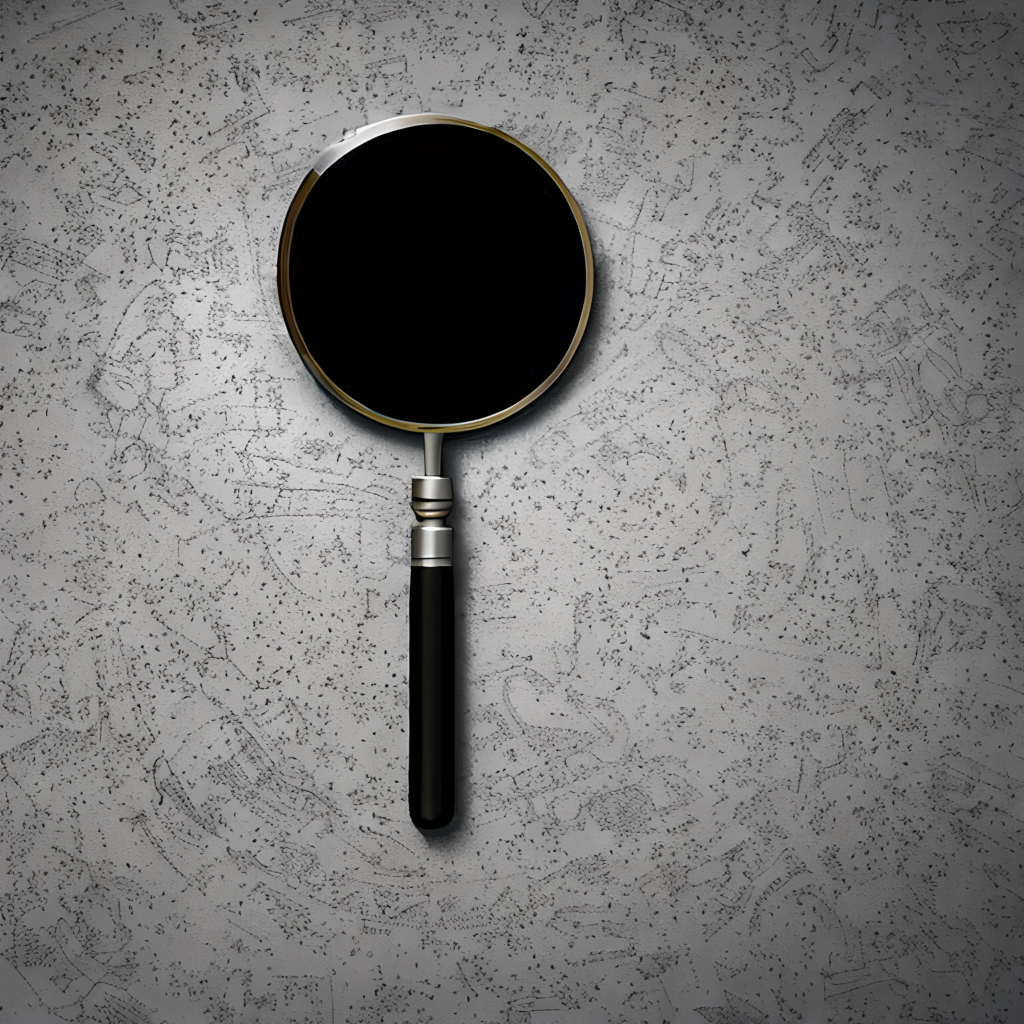 a magnifying glass looking at a computer