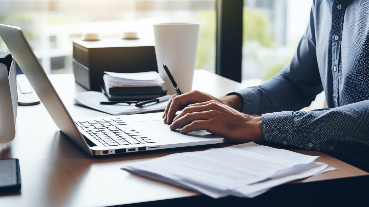 Person reviewing a document or editing a paper