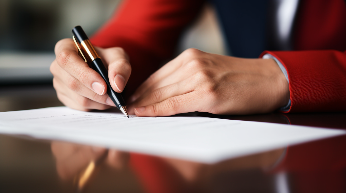 Person editing a document with a red pen