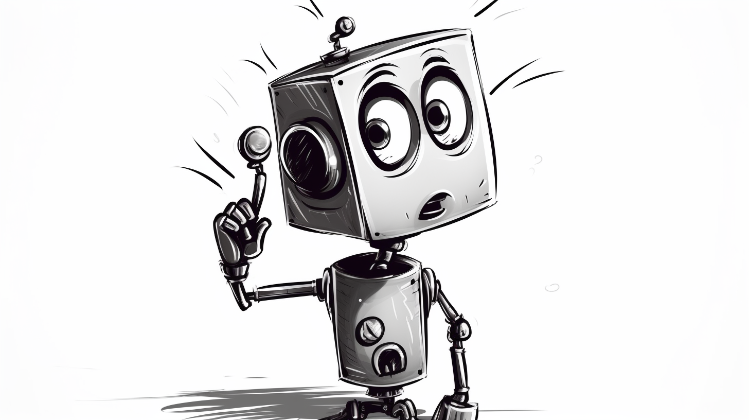 Cartoon of a robot scratching its head in confusion