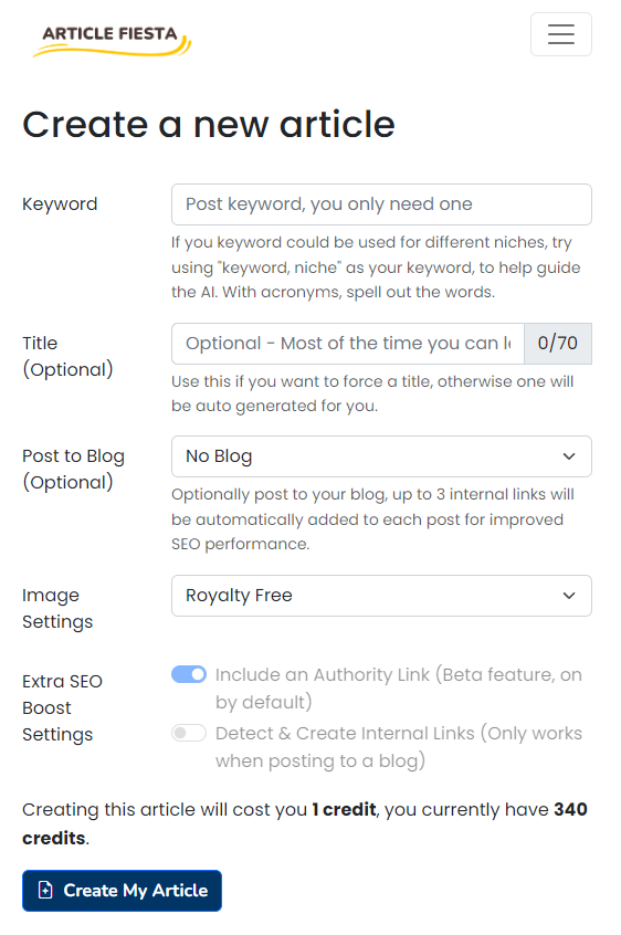 article fiestas UI is a lot easier to use than rytr ai