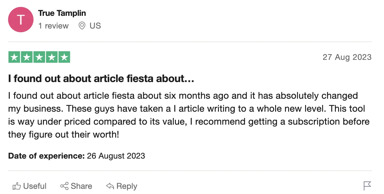Article Fiesta, the AI content writer testimonial -26 - qMRGuIK.png