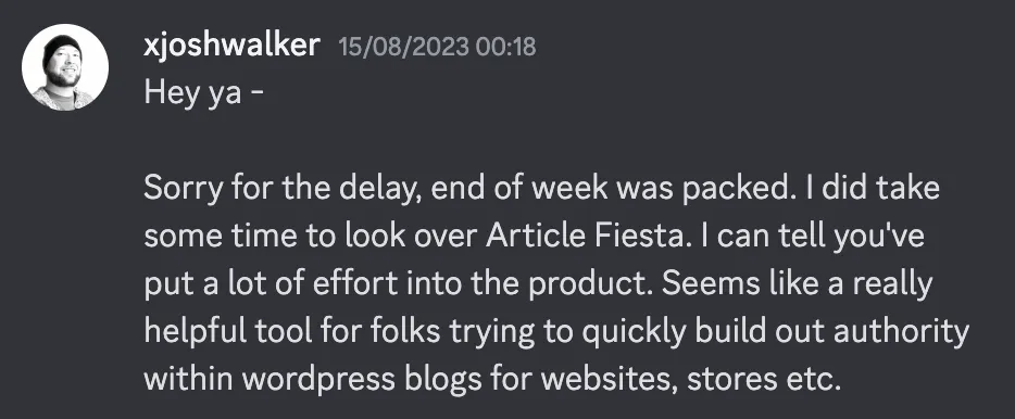 Article Fiesta, the AI content writer testimonial -22 - FMRormk.png