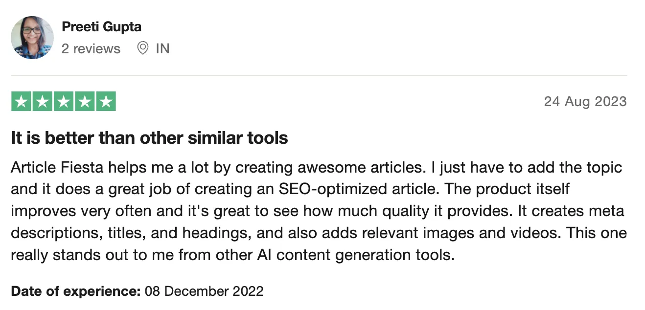 Article Fiesta, the AI content writer testimonial -17 - JaaTTb1.png