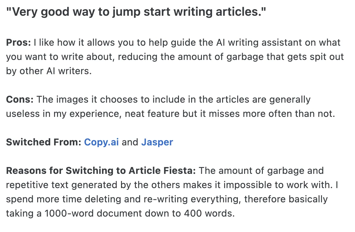 Article Fiesta, the AI content writer testimonial -33 - M9ZKr9A.png